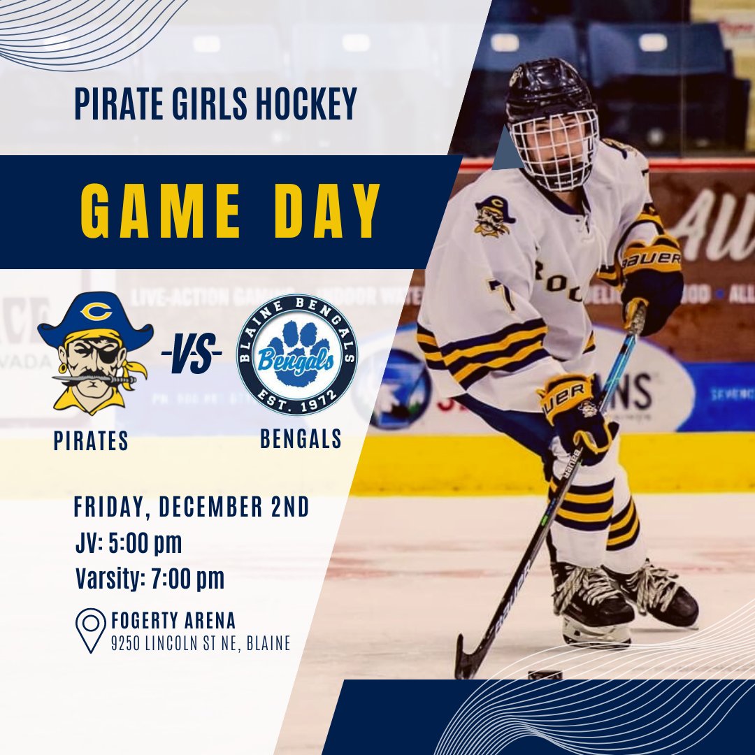 🏴‍☠️ ALL ABOARD!!! 🏴‍☠️
The Pirates are on the road to Blaine to tame some Bengals.
JV: 5:00pm
Varsity: 7:00pm

#RollPirates