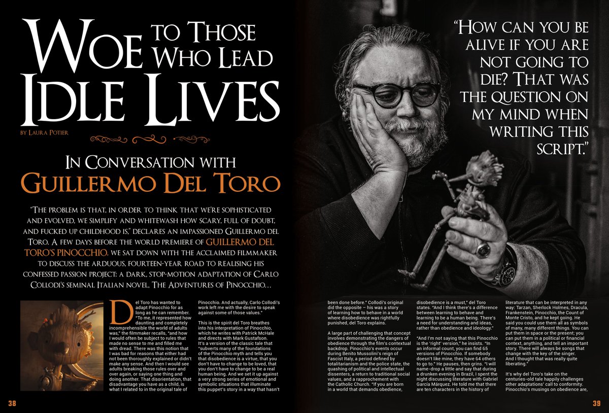 STARBURST_MAG's tweet photo. The new issue of #StarburstMagazine is in shops now!

Our lead interview sees the great @RealGDT joining us for a 6-page feature in which we talk horror, his career, and his latest passion project #PinocchioMovie out Dec 9 on @netflix.

Also available via: https://t.co/p4N9HR1F1z https://t.co/tIQVQZ7bOB