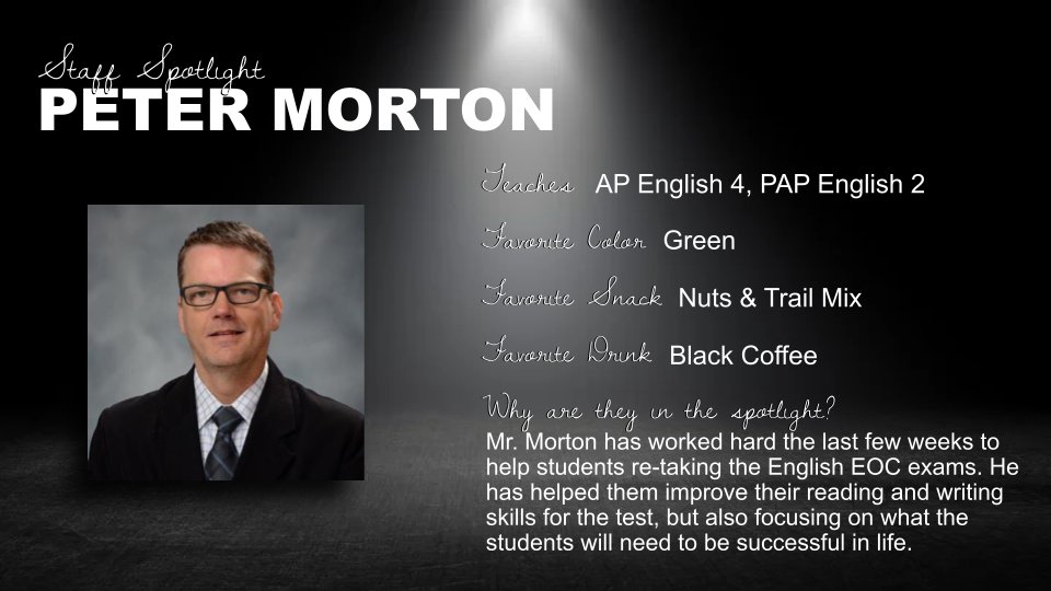 𝗡𝗼𝘃𝗲𝗺𝗯𝗲𝗿 𝗦𝗽𝗼𝘁𝗹𝗶𝗴𝗵𝘁: Shining the light on Mr. Morton &amp; Ms. Dominguez, members of the Elk English team who go above and beyond for their students! Learn more in the pics below.⬇️