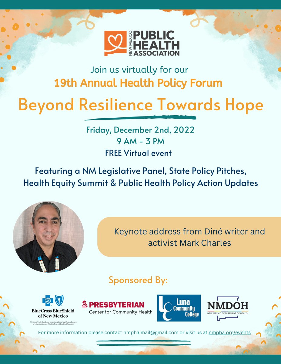 TODAY: 2022 NMPHA 19th Annual Health Policy Forum. We would love to virtually see you there today! 
Have not registered? There's still time
bit.ly/3OP8Hew