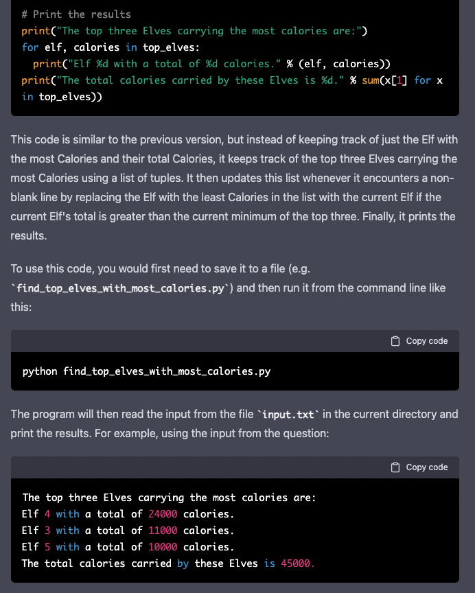 AdventOfCode just became a whole lot easier... <a href="/ericwastl/">Eric Wastl</a> I think you need to build in some safe guards :)

Not posting the whole code, but it took me three iterations to get a working version from ChatGPT, starting with the unmodified text of the puzzle.