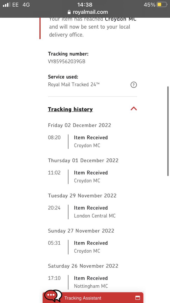 Lewistrevorr's tweet photo. @RoyalMailHelp Please can I have an update on this parcel https://t.co/RG5tJwEQ2o