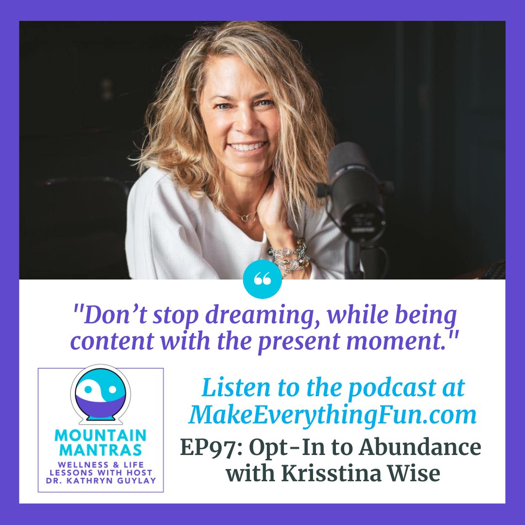 Learn how we can be wealthy and WELL at the same time in my interview with Krisstina Wise: makeeverythingfun.com/radio/e097-kri…
 
#podcast #makeeverythingfun #mountainmantras #abundance