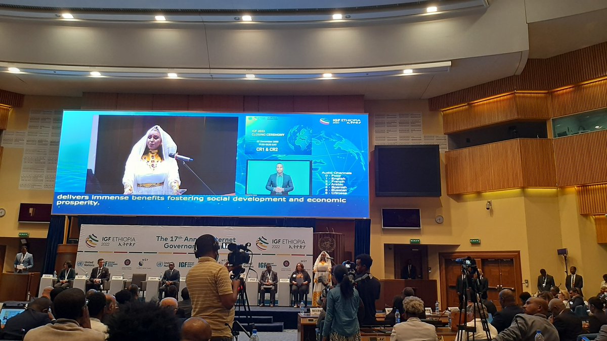 Happening now: closing remarks by H.E. <a href="/hurialimahdi/">Huria Ali Mahdi</a> state minister <a href="/MinistryofInno2/">Ministry of Innovation and technology Ethiopia</a> #Ethiopia 

Live now on: youtu.be/7xxXH0Emym4

#ResilientInternet #igf2022