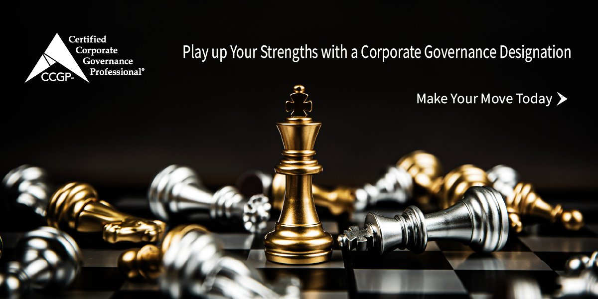 Play to your corporate governance strengths. Becoming a CCGP designee is an opportunity for you to validate your experience and contribute to your professional development. Make your next move apply to take the CCGP test at lnkd.in/dFEAwdh. #WhyCCGP