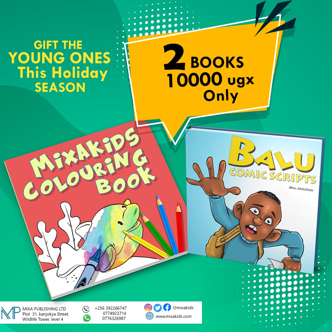 You can send this special gift package to the young ones to keep them busy and entertained at the same time during this long holidays. Two books at only 10,000/-. More details on flyer.

mixakida.com
#Mixacomics
#BaluSeries
Illustrations by <a href="/A79Mino/">Mino Abdulaziz</a>
