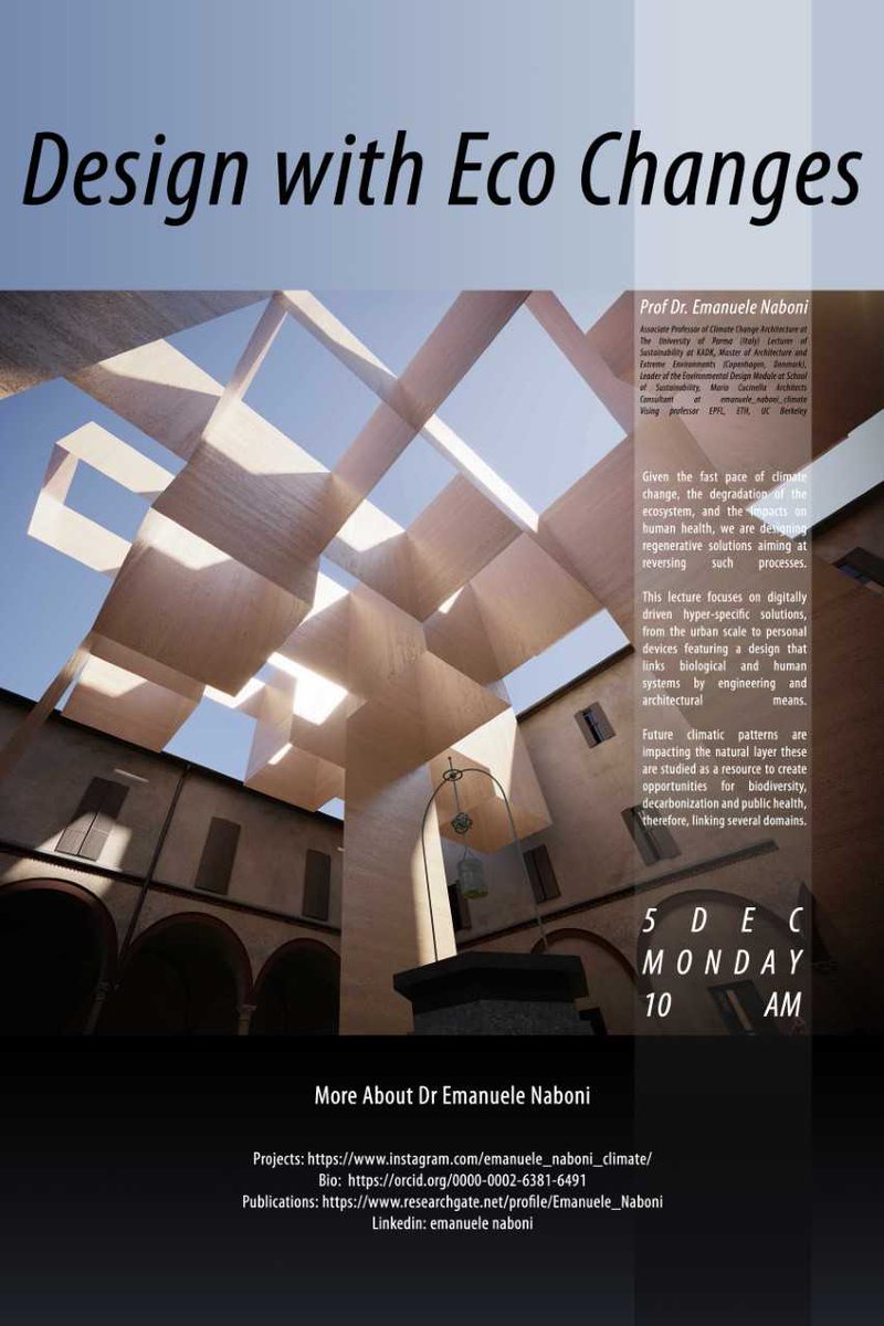 MarieDavidova's tweet image. Please, join us on Monday at 10 o&apos;clock CET with our special guest @EmanueleNaboni! The lecture will be given within my design studio and will take part in our @EXC_IntCDC research! unistuttgart.webex.com/meet/marie.dav…