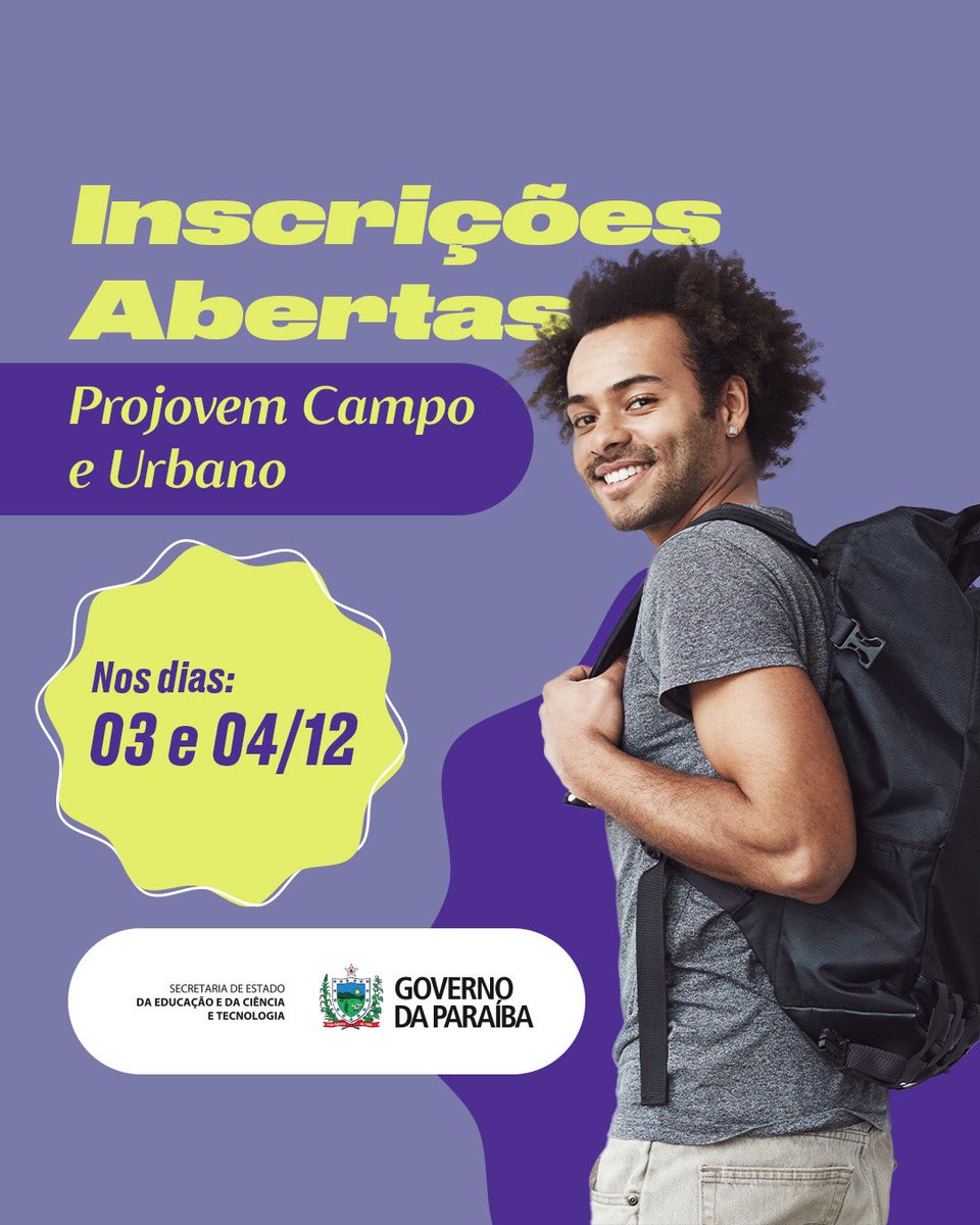 educacaogovpb's tweet photo. Educação abre seleção com 71 vagas para profissionais do Projovem Urbano e Campo📚📄👩‍🎓 https://t.co/T6IuLvCSTk