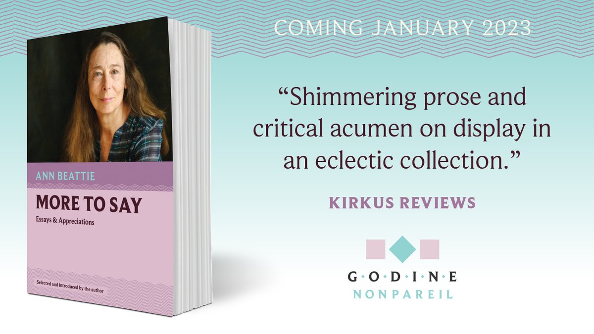“Shimmering prose and critical acumen on display in an eclectic collection. Beattie is an accomplished essayist with an elegant, precise writing style.” —@KirkusReviews. Coming February 2023! Read the review: kirkusreviews.com/book-reviews/a…