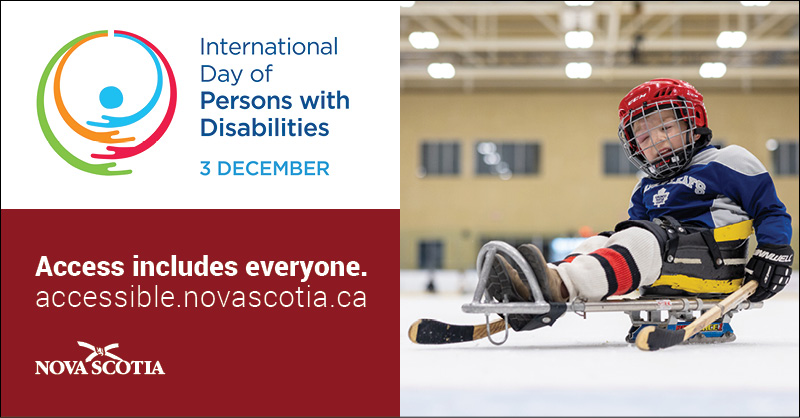nsgov's tweet photo. On Dec 3 join us in celebrating the 29th International Day of Persons with Disabilities. Over 30% of Nova Scotians have a disability. This #IDPD2022 we encourage Nova Scotians to reimagine a world with no barriers where everyone is included, and everyone can thrive. https://t.co/dI6svS5aKn