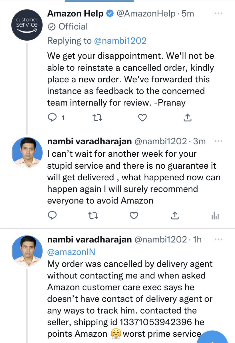 nambi1202's tweet image. #AvoidAmazon @amazonIN  pathetic and worst customer service