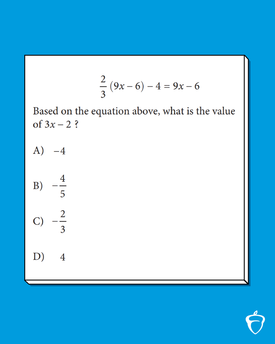 OfficialSAT's tweet photo. Reply with your answer to this #SATPractice question, and we'll post the right one later today! https://t.co/Ivp6So3CJb