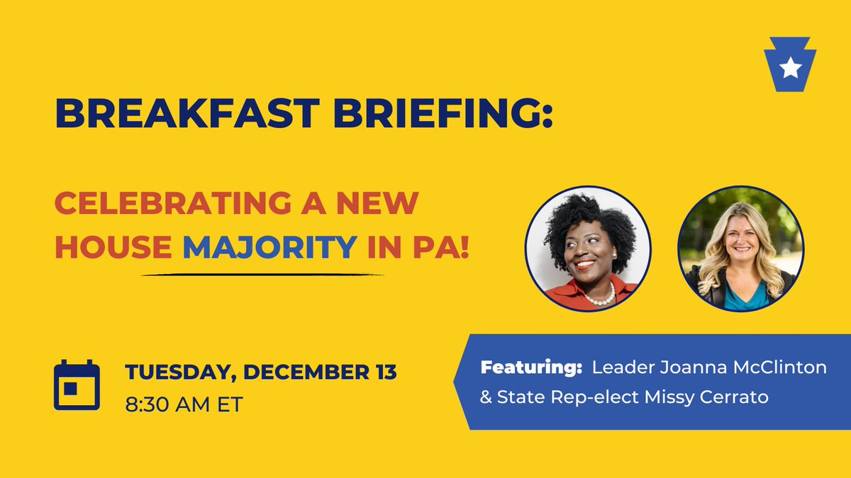 Majority matters. Join us on Dec. 13 to celebrate the beginning of a new, BLUE era in the State House! We'll analyze how we finally reached this point, and discuss next steps and what you can expect to see in the House in the coming months. RSVP here: mobilize.us/representpa/ev…