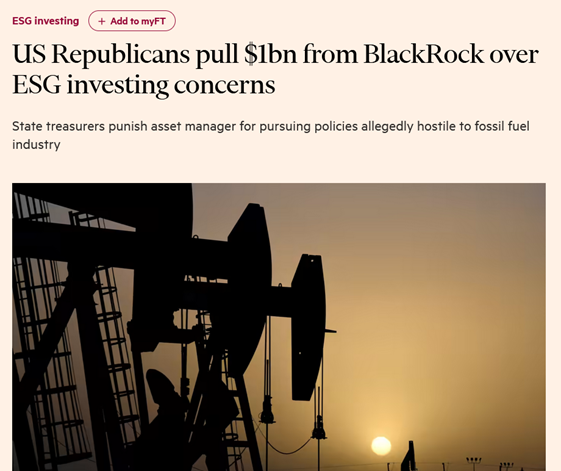In Texas they said, ''if you boycott Texas energy, then Texas will boycott you!''

However, it's not just Texas, there are 19 other states who are ALSO pushing back against ESG! US pension funds just withdrew $1B out of Blackrock!

The tides turning fast, what comes next?

11/