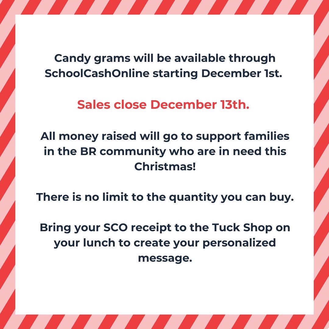 BRSCouncil's tweet photo. @BishopReding Christmas Candy Grams are BACK! This year we have partnered with @BRedingLegacy to support their annual ‘Royal Christmas’ drive. All proceeds from candy gram sales will go to support BR families in need this Christmas. Sales close Dec 13th! See images for details🎄 https://t.co/fvnYK6pUUY