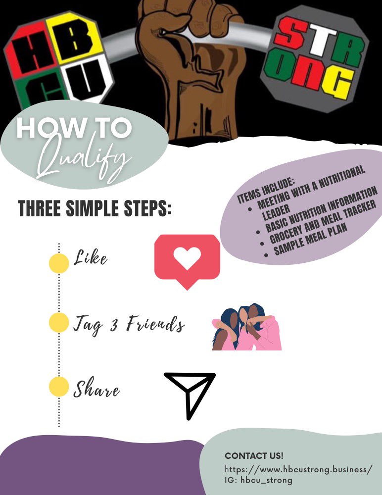 As we have just released our new meal plan, HBCU Strong has decided to give one away for FREE! All you have to do is like this post, tag 3 friends and repost to enter for your chance to win. And always remember, we’re stronger together. 

#health #hbcustrong #blackowned #fitness