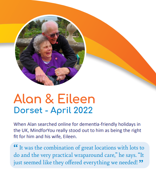 Meet Alan and Eileen... 💛

To read Alan and Eileen's full story visit mindforyou.co.uk/meet-alan-and-… and find out about the real impact of a MindforYou Holiday. 

#dementiaholidays #dementiaawareness #dementia #gueststories