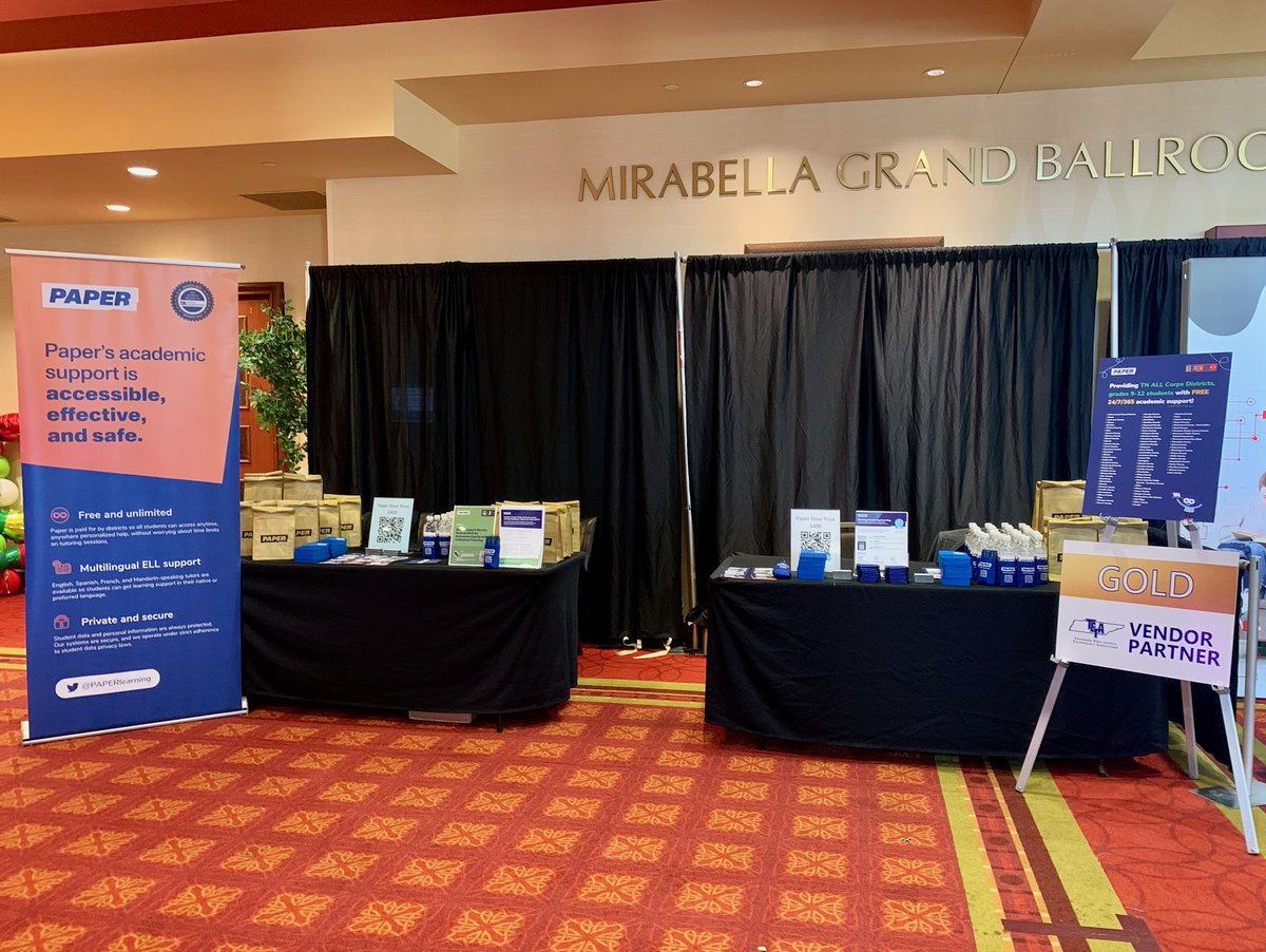 LeahATPaper's tweet photo. Hey #TNALLCorps educators, stop by booth #15
@paperlearning at #TETC2022 to learn more about academic support for your students!
@TN_TETA https://t.co/iwY8B8phBK