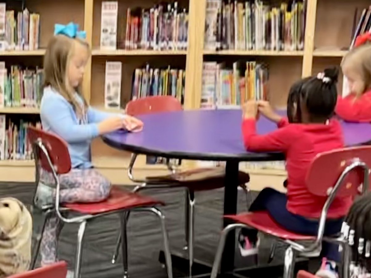 After reading about Mouse making a popcorn garland, we worked collaboratively on creating a paper chain and applying ABCD patterns to our masterpiece. Each class’s paper chain will be linked together to make the chain on the library tree. #ALLibraries <a href="/tcss_schools/">Tusc Co Schools</a>