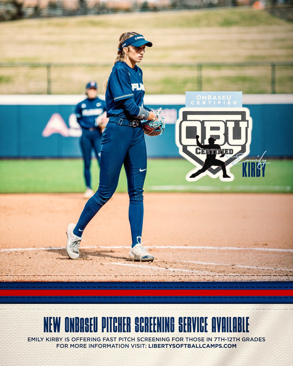 Liberty Softball coaches @coachkfagan and @kickem2theKIRB are offering @OnBaseU pitcher screening services. Sign up at: libertysoftballcamps.com