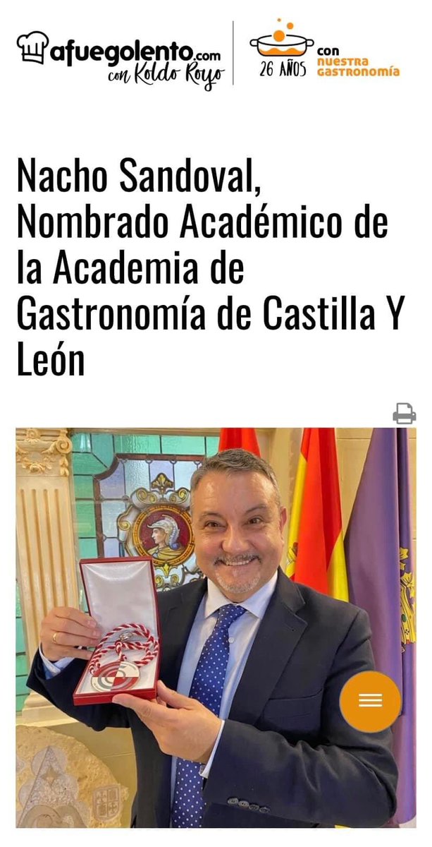 Nacho_Sandoval's tweet photo. GRACIAS a todos los medios de comunicación que se están haciendo eco de este reconocimiento que me acaban de otorgar, ACADÉMICO de la Academia Castellana y Leonesa de Gastronomía.

En relación a la nota difundida por tal motivo, aclarar que contiene un error. (Sigue👇🏼) https://t.co/8ZapelVqNN