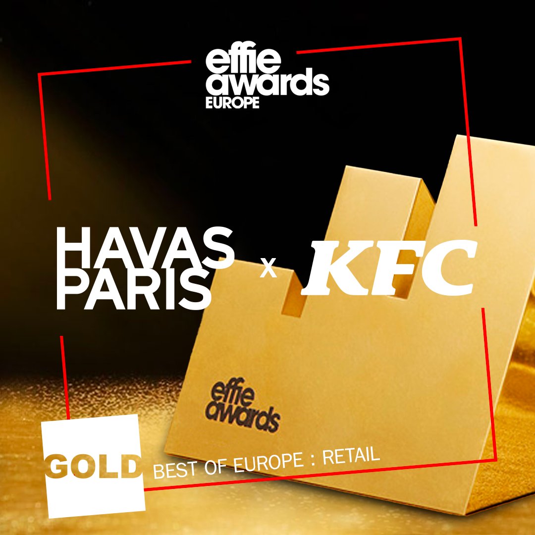C’est un deuxième trophée doré pour KFC et le croustillant ! Aux EFFIE Europe cette fois, dans la catégorie “Best of Europe : Retail'🥇 
Can’t wait for the EFFIE worldwide ! 🌎
@KFCFrance #ProudAgency #Effie #Crispy