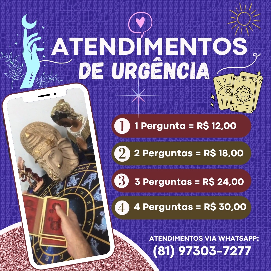 nando_kamaleon's tweet photo. Os atendimentos de urgência do Tarot são uma ótima alternativa para quem deseja respostas imediatas, sem precisar ter de agendar uma Consulta Completa.

Entre em contato pelo WhatsApp (81) 973037277

#tarot #espiritualidade #tarotresponde https://t.co/61Ok37RvsW