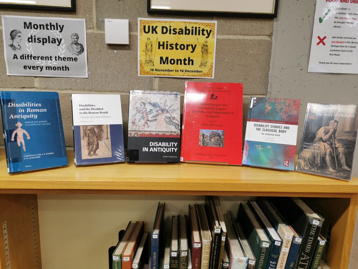 CFLcam's tweet photo. It's UK Disability History Month, so our current book display explores disability and the Classical world. All of the books are available to borrow, so have a browse: https://t.co/MZ7HZDPMYu #ClassicsLibrary #BookDisplay #LibraryTwitter https://t.co/NH5Q714X5g