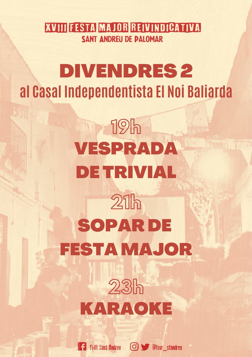 🤔Us pensaveu que haviem acabat amb la #FMR2022? 🤔 Doncs no! Aquest cap de setmana tornem amb més festa!!🎉

🔥 Per començar escalfant motors, aquest divendres 2 de desembre et convidem a una vesprada al casal Independentista <a href="/ElNoiBaliarda/">El Noi Baliarda</a>  🌝