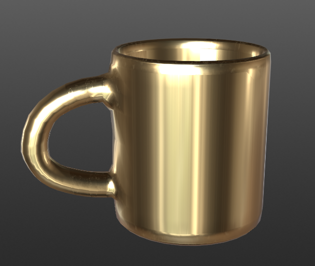 BMWolfpatch's tweet photo. *wearing a mask* Yo, here's your coffee. 

Basically this is a mug I made in 3DS Max, and textured using Quixel Mixer. It's gold in this picture but you can use any material pretty much. #3dsMax #3DModel 

(also whoever got the reference gets a gold star) https://t.co/uKsT1kmoxn