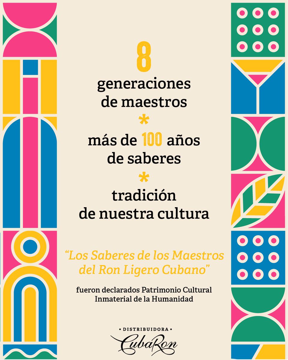 dist_cubaron's tweet photo. Un gran logro para #Cuba y la #culturaronera del país. Gracias al Movimiento de Maestros del Ron Cubano por defender las #tradiciones y #culturacubana 🤩 https://t.co/xCBf83XNpC