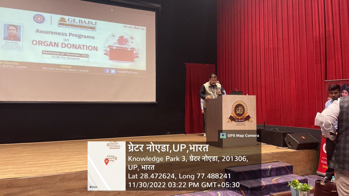 Kailash51858740's tweet photo. @Kailash51858740
 @_NSSIndia
 @NSSRDLucknow
 Awareness Programe on Organ Donation  Wednesday 30 November 2022 @glbajaj
Greater Noida https://t.co/H3Nq9nZS9D