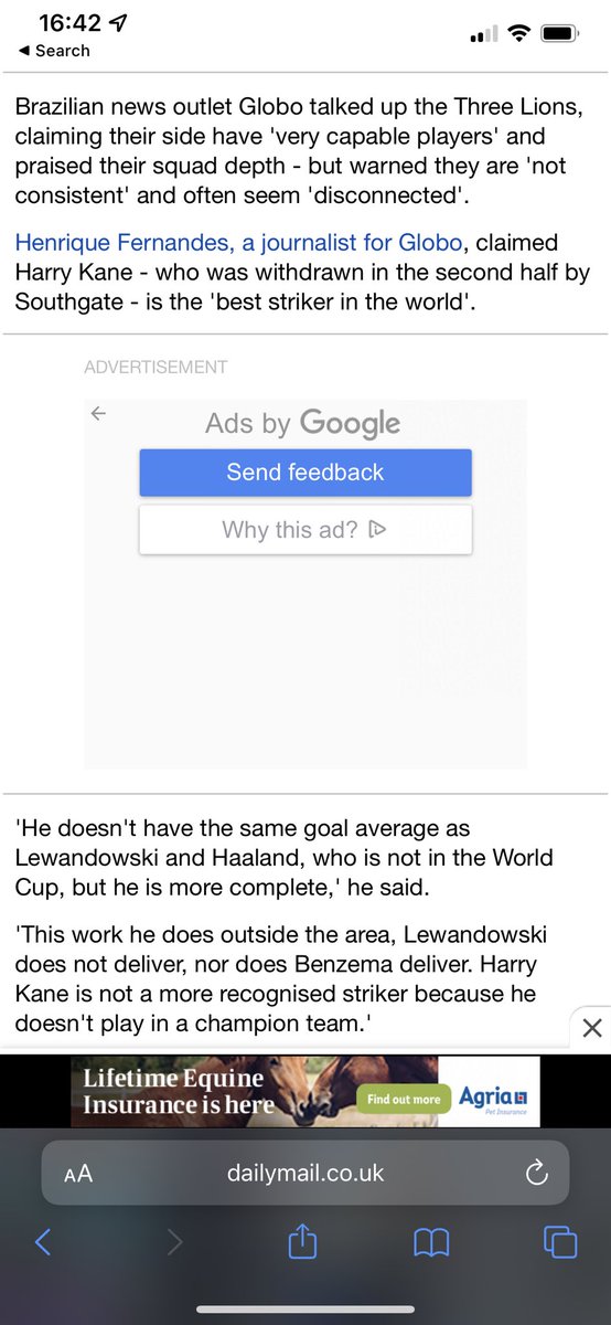 WehateHarryKane's tweet photo. This is maybe the worst article written so far in this World Cup. On these performances he thinks Harry Kane is the best striker in the world and is mentioning him in the same breath as Benzema, Lewa and Haaland . . . https://t.co/aWjn5ptOu6