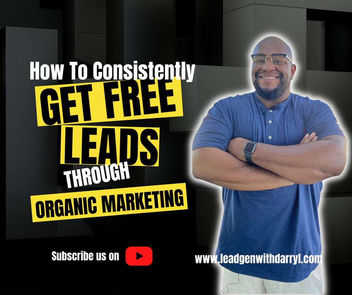 LeadgenDarryl's tweet photo. Here is the training video about How To Consistently Get Free Leads Through Organic Marketing

Watch this Youtube Video:
https://t.co/JDRiA6g8T7

##freeleads #generateleads #organic #marketing #youtube #trainingvideo #youtubevideo  #leadgeneration #leadgenwithdarryl https://t.co/JN3aM9ODgy