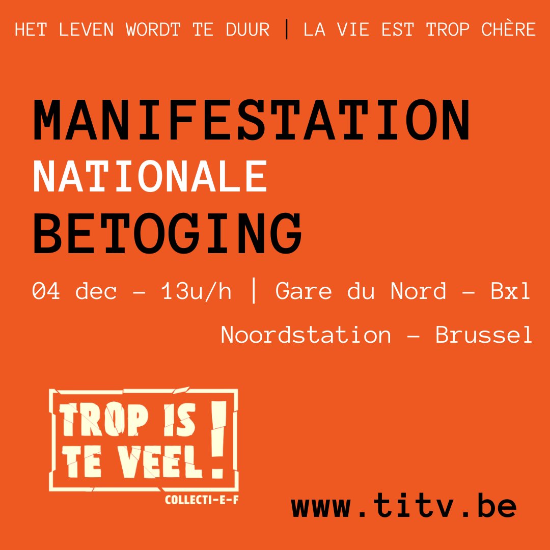 TropIsTeVeel_'s tweet photo. Betoging: D-4 // Hier vind je de line-up van de dag. Het wordt heel sterk.

Manifestation : J-4 // Voici le line-up de la journée. Ca va être très fort.
#titv #tropisteveel #4dec #betoging #manif #brussels #slongs https://t.co/0Suj3TlhwB