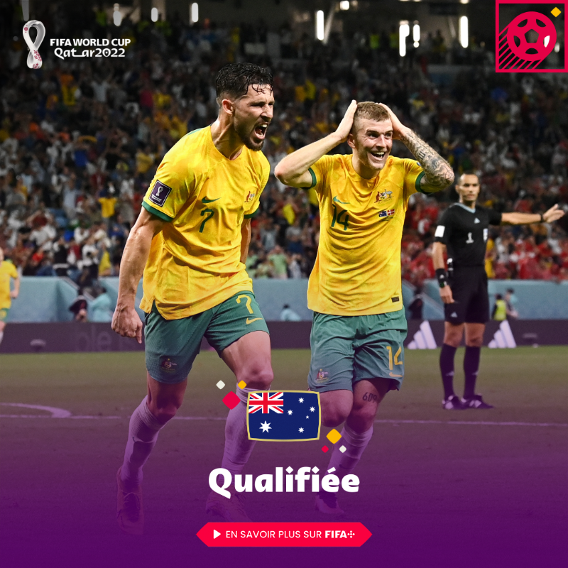fifaworldcup_fr's tweet photo. 🇦🇺 L'Australie s'impose 1-0 et se qualifie pour les 8es ! 

#AUSDAN #CoupeDuMondeFIFA