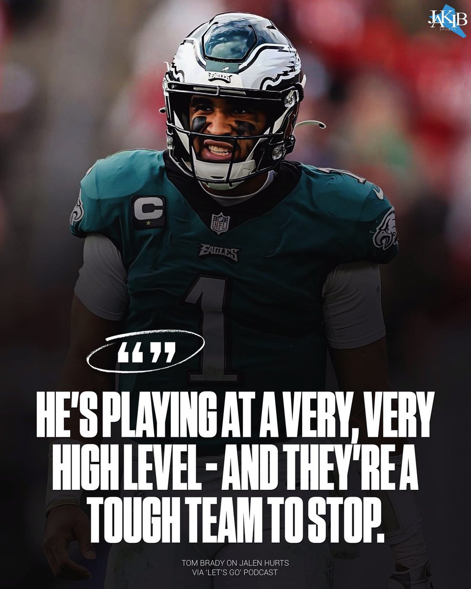 JAKIBSports's tweet photo. Tom Brady on Jalen Hurts 

#FlyEaglesFly https://t.co/SF6CR108ak