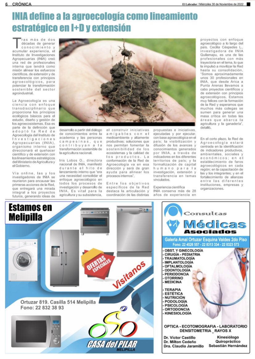 iniachile's tweet photo. Compartimos con ustedes esta importante noticia #INIAChile y el valor que tendrá la agroecología en nuestros lineamientos estratégicos🌱

Vía @diariolabrador 📰 https://t.co/YFjcoFMtn8