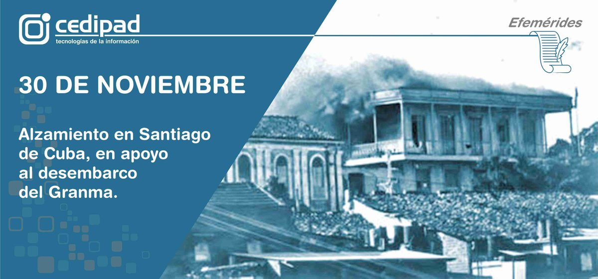 La jornada del 30 de noviembre fue legítima expresión de nuestra tradición combativa y Frank País el alma de aquella gesta. Su energía, capacidad de organización y tenacidad revolucionaria, se consagraron en una de las páginas  heroicas de nuestra historia.
#cedipad #Cuba