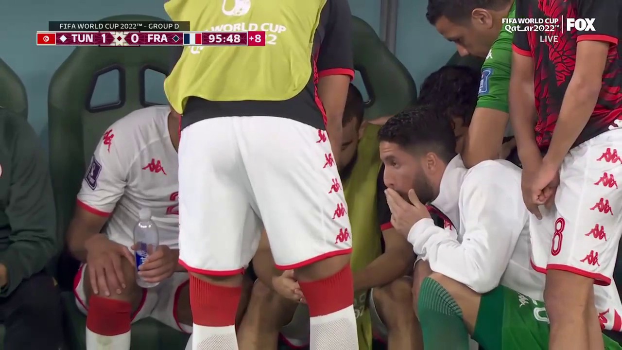 Tunisia players are watching Australia vs Denmark from the bench”