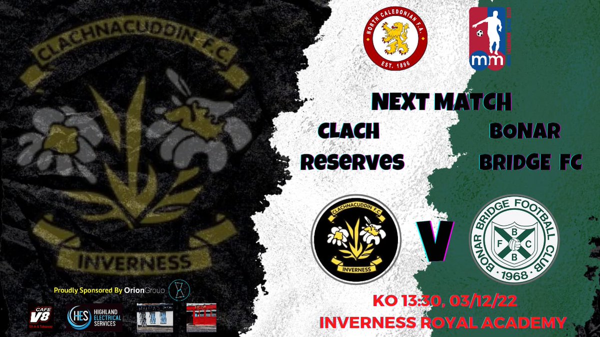 With the 1st team having no game on Saturday, we would encourage everyone to get along to Inverness Royal Academy and support <a href="/ClachReserves/">Clach Reserves</a> in the <a href="/NorthCaleyFA/">North Caledonian FA</a> as they take on <a href="/bonarbridgefc/">@BonarBridgeFC</a>.
KO is at 1.30pm
Good luck lads.