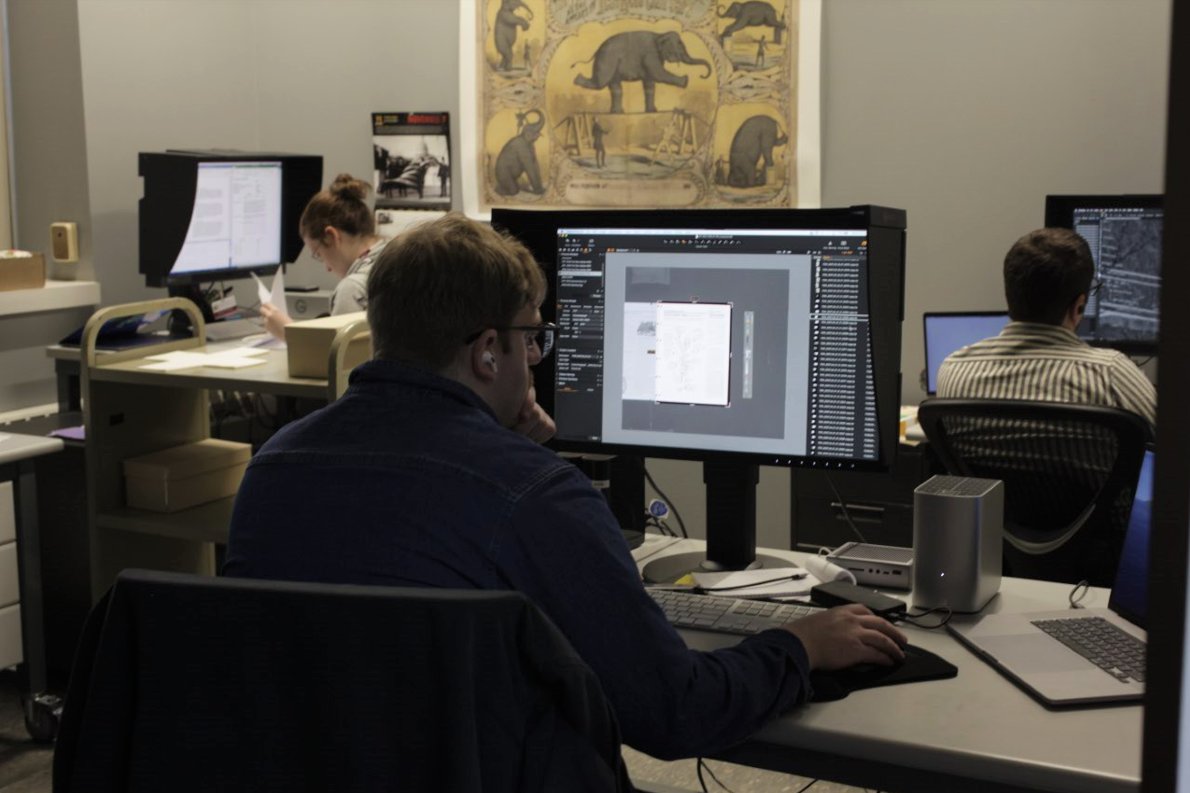 NEDCCInfo's tweet photo. What's happening at NEDCC's workstations today? Mending, surface cleaning, editing, and digitizing.
#ConservationLab #PaperConservation #PaperConservator #BookConservation #BookConservator #DigitalImaging #DigiPres #DigitalPreservation #AudioPreservation https://t.co/P7QsoqGGnE