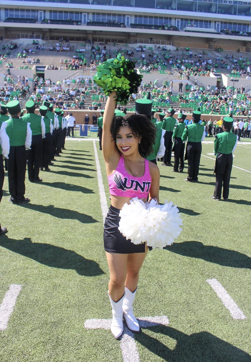 Up next for Dancer of the Week, Anni! ✨💚

🟢2nd year vet
⚪️Spirit Leader
🟢Marketing Major
⚪️ Her favorite spot at UNT is the Starbucks at the student union! 

Follow along this week to learn more about her Senior year! 💚 #ntxdancers #unt #GMG