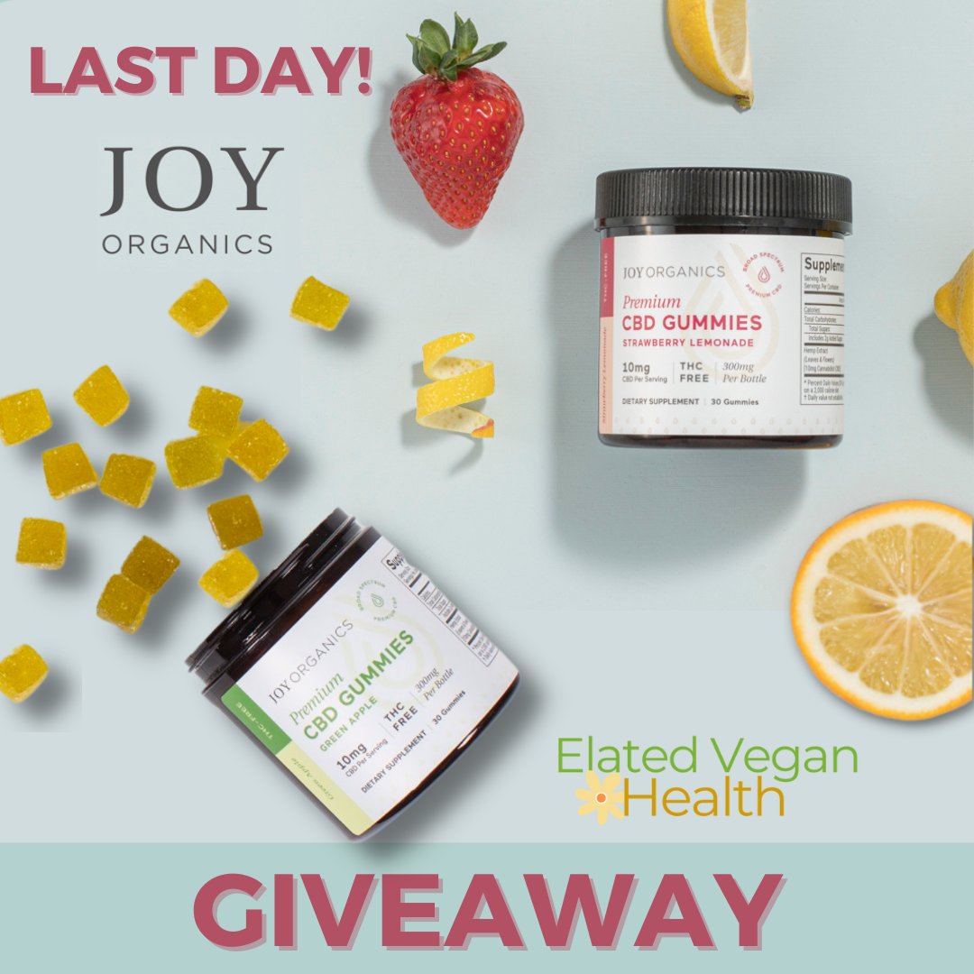 LAST DAY! Win <a href="/joyorganics/">joy organics</a> vegan organic CBD gummies #giveaway Choose Strawberry Lemonade or Green Apple

Your go-to stress-busters for the hectic moments in your life 😍

🎁 ENTER TO WIN → elatedvegan.health/wincbd

Natural flavors &amp; flavoring

#vegangummies #vegancbd
