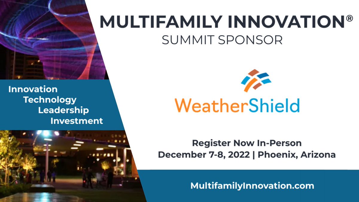 inMultifamily's tweet image. Meet our sponsor, WeatherShield, who will be part of the Multifamily Innovation® Showcase! Grab your ticket now: multifamilyinnovation.com

#multifamilyinnovation #multifamilytechnology #sponsor #multifamilyleadership