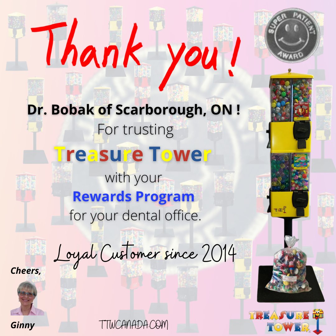 TreasureTowerCA's tweet photo. #Thankyou #TreasureTower #ToyTower #PediatricDentist #TreasureTower #ToyTower #dentist #BCdentist #albertadentist #Saskatchewandentist #manitobadentist #ontariodentist #quebecdentist #babyteeth #babyteethmatter #dentistlife #PediatricDentist https://t.co/3IMggJiRek