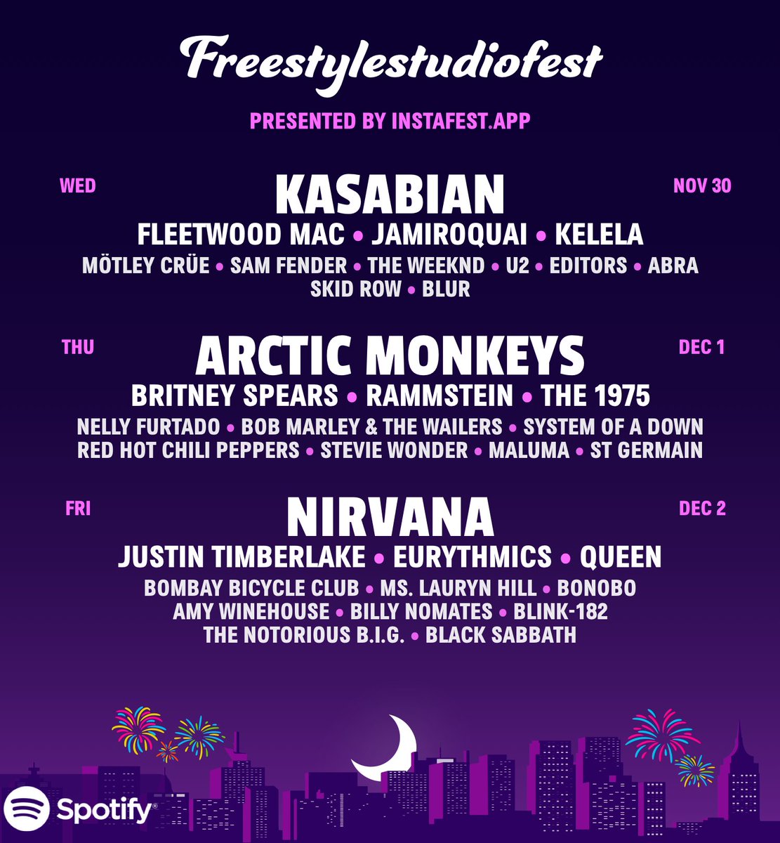 The Freestylefest line up is here!💥 Which day would you go to? #instafest #SpotifyWrapped