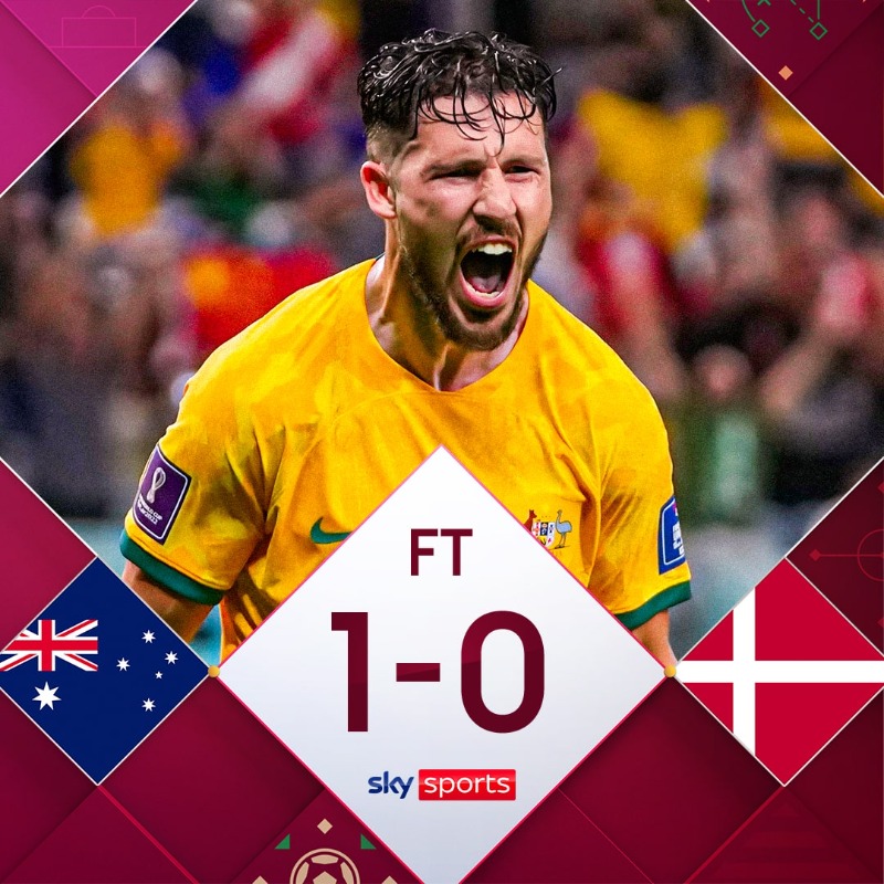 SkySportsNews's tweet photo. France have finished top of Group D despite losing 1-0 to Tunisia in their final group game.

Australia also progress to the Round of 16 following a famous 1-0 victory over Denmark.