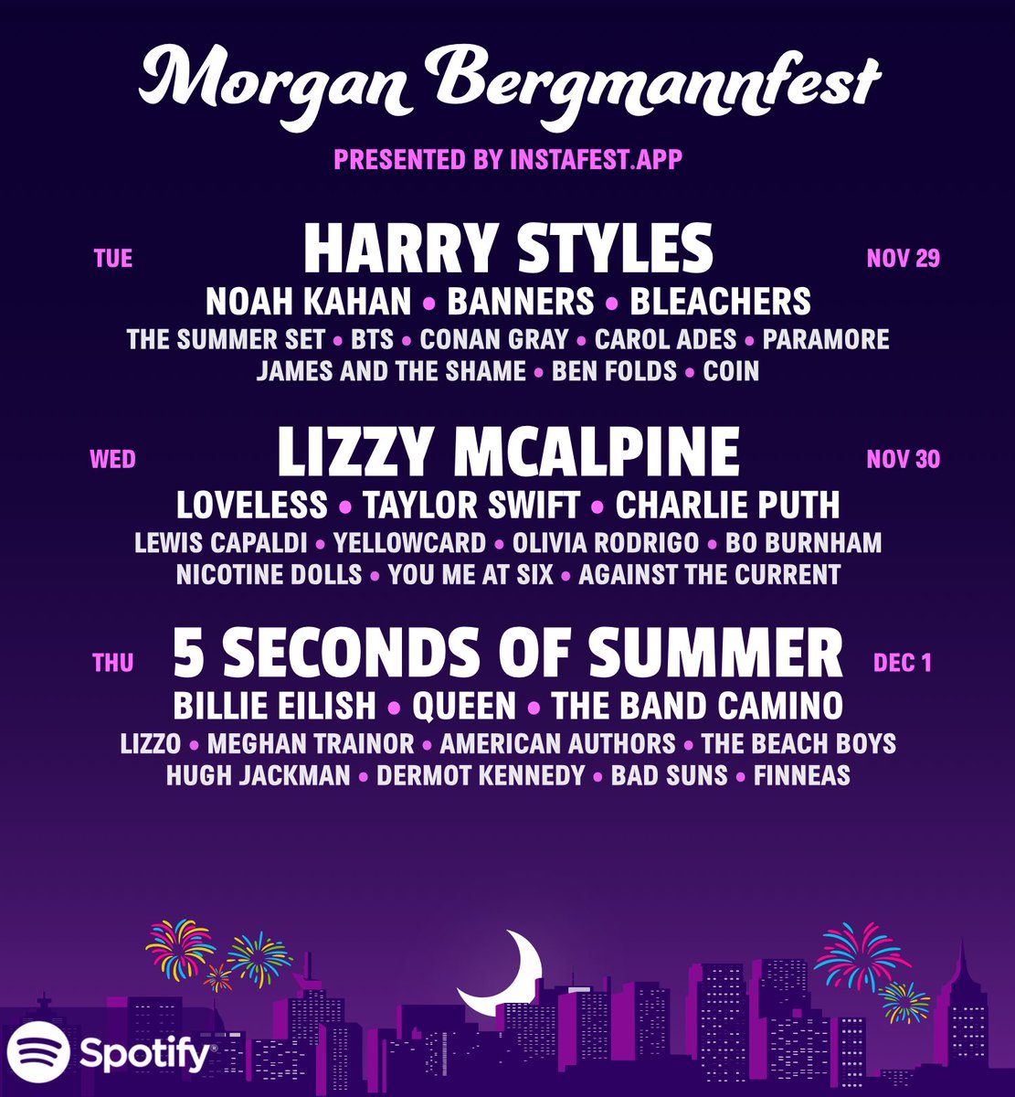 MorganFaye's tweet photo. I would like to personally thank @LizzyMcAlpine for headlining my own music festival. I would love that so much. Along with my new obsession of  @NoahKahan #instafest https://t.co/C42QKB3YbJ