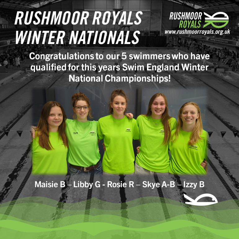 Congratulations to our 5 swimmers who have qualified for this years Short Course National Championships!

The racing takes place on Friday, Saturday and Sunday of this week at Ponds Forge in Sheffield. 

#greenteam #royalfamily #swimming #seswimming